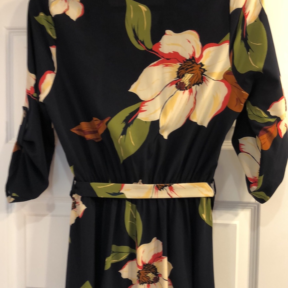 Monteau Navy Floral Faux Wrap Dress - Picture 5 of 6